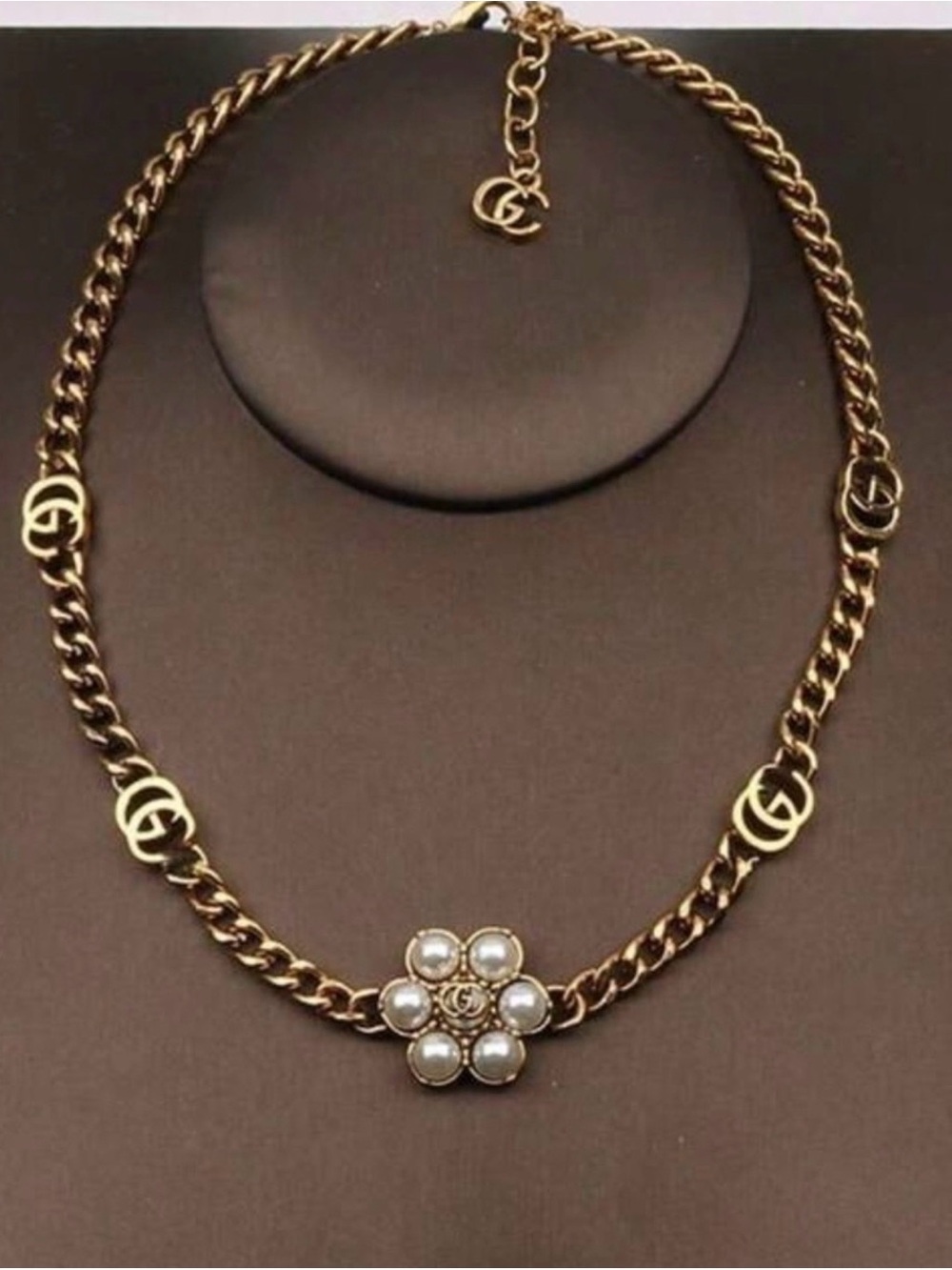 Macy's Gold Chain Necklace with Pearl Flower Pendant